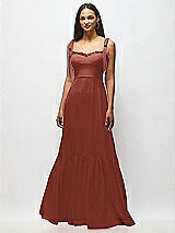 Alt View 3 Thumbnail - Auburn Moon Tie-Shoulder Bustier Bodice Ruffle-Hem Maxi Dress