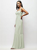 Alt View 4 Thumbnail - Celadon Tie-Shoulder Bustier Bodice Ruffle-Hem Maxi Dress