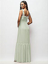 Alt View 5 Thumbnail - Celadon Tie-Shoulder Bustier Bodice Ruffle-Hem Maxi Dress