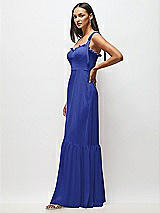 Alt View 4 Thumbnail - Cobalt Blue Tie-Shoulder Bustier Bodice Ruffle-Hem Maxi Dress