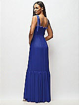 Alt View 5 Thumbnail - Cobalt Blue Tie-Shoulder Bustier Bodice Ruffle-Hem Maxi Dress