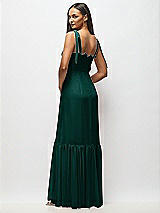 Alt View 5 Thumbnail - Evergreen Tie-Shoulder Bustier Bodice Ruffle-Hem Maxi Dress
