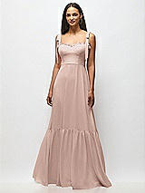 Alt View 3 Thumbnail - Neu Nude Tie-Shoulder Bustier Bodice Ruffle-Hem Maxi Dress
