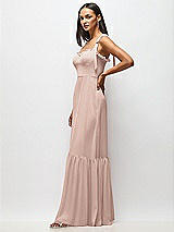 Alt View 4 Thumbnail - Neu Nude Tie-Shoulder Bustier Bodice Ruffle-Hem Maxi Dress