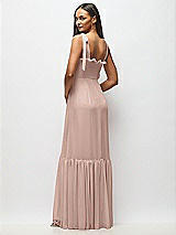 Alt View 5 Thumbnail - Neu Nude Tie-Shoulder Bustier Bodice Ruffle-Hem Maxi Dress