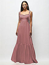 Alt View 3 Thumbnail - Rosewood Tie-Shoulder Bustier Bodice Ruffle-Hem Maxi Dress