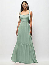 Alt View 3 Thumbnail - Seagrass Tie-Shoulder Bustier Bodice Ruffle-Hem Maxi Dress