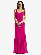 Alt View 2 Thumbnail - Think Pink Tie-Shoulder Bustier Bodice Ruffle-Hem Maxi Dress