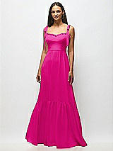 Alt View 3 Thumbnail - Think Pink Tie-Shoulder Bustier Bodice Ruffle-Hem Maxi Dress