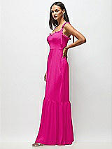 Alt View 4 Thumbnail - Think Pink Tie-Shoulder Bustier Bodice Ruffle-Hem Maxi Dress