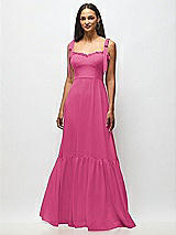 Alt View 3 Thumbnail - Tea Rose Tie-Shoulder Bustier Bodice Ruffle-Hem Maxi Dress