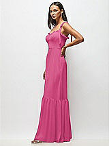 Alt View 4 Thumbnail - Tea Rose Tie-Shoulder Bustier Bodice Ruffle-Hem Maxi Dress