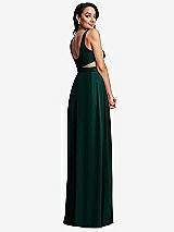 Rear View Thumbnail - Evergreen Open Neck Cross Bodice Cutout Maxi Dress with Front Slit