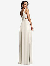 Rear View Thumbnail - Ivory Open Neck Cross Bodice Cutout  Maxi Dress with Front Slit