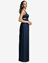 Side View Thumbnail - Midnight Navy Open Neck Cross Bodice Cutout Maxi Dress with Front Slit