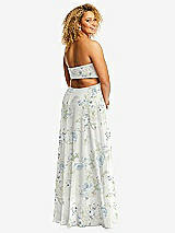 Alt View 3 Thumbnail - Bleu Garden Strapless Empire Waist Cutout Maxi Dress with Covered Button Detail