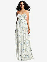 Alt View 5 Thumbnail - Bleu Garden Strapless Empire Waist Cutout Maxi Dress with Covered Button Detail