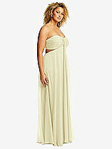 Alt View 2 Thumbnail - Butter Yellow Strapless Empire Waist Cutout Maxi Dress with Covered Button Detail