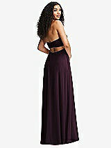 Alt View 7 Thumbnail - Deep Plum Strapless Empire Waist Cutout Maxi Dress with Covered Button Detail