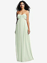 Alt View 5 Thumbnail - Mint Green Strapless Empire Waist Cutout Maxi Dress with Covered Button Detail