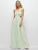 Front View Thumbnail - Mint Green Strapless Empire Waist Cutout Maxi Dress with Covered Button Detail