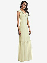 Side View Thumbnail - Butter Yellow Tiered Ruffle Plunge Neck Open-Back Maxi Dress with Deep Ruffle Skirt