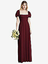 Alt View 1 Thumbnail - Cabernet Regency Empire Waist Puff Sleeve Chiffon Maxi Dress