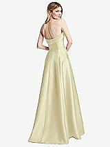 Alt View 4 Thumbnail - Butter Yellow Strapless Bias Cuff Bodice Satin Gown with Pockets