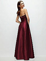 Side View Thumbnail - Cabernet Strapless Bias Cuff Bodice Satin Gown with Pockets