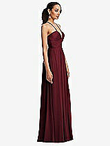 Side View Thumbnail - Cabernet Plunging V-Neck Criss Cross Strap Back Maxi Dress