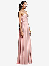 Side View Thumbnail - Rose Plunging V-Neck Criss Cross Strap Back Maxi Dress
