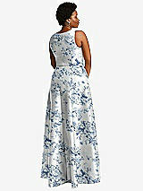 Alt View 3 Thumbnail - Cottage Rose Larkspur Boned Corset Closed-Back Floral Satin Gown with Full Skirt