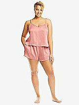 Alt View 1 Thumbnail - Rose Whisper Satin Lounge Shorts with Pockets