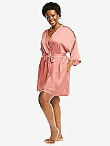 Alt View 2 Thumbnail - Rose Short Whisper Satin Robe