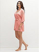 Side View Thumbnail - Rose Short Whisper Satin Robe