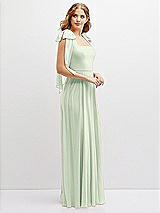 Side View Thumbnail - Mint Green Bow Shoulder Square Neck Chiffon Maxi Dress