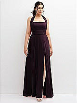 Front View Thumbnail - Deep Plum Chiffon Convertible Maxi Dress with Multi-Way Tie Straps