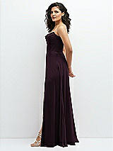 Alt View 2 Thumbnail - Deep Plum Chiffon Corset Maxi Dress with Removable Off-the-Shoulder Swags