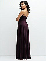 Alt View 3 Thumbnail - Deep Plum Chiffon Corset Maxi Dress with Removable Off-the-Shoulder Swags