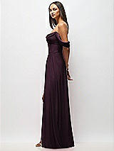 Alt View 5 Thumbnail - Deep Plum Chiffon Corset Maxi Dress with Removable Off-the-Shoulder Swags