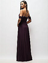 Alt View 6 Thumbnail - Deep Plum Chiffon Corset Maxi Dress with Removable Off-the-Shoulder Swags