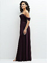 Side View Thumbnail - Deep Plum Chiffon Corset Maxi Dress with Removable Off-the-Shoulder Swags