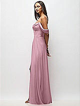 Alt View 5 Thumbnail - Dusty Pink Chiffon Corset Maxi Dress with Removable Off-the-Shoulder Swags