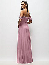 Alt View 6 Thumbnail - Dusty Pink Chiffon Corset Maxi Dress with Removable Off-the-Shoulder Swags