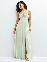 Alt View 1 Thumbnail - Mint Green Chiffon Corset Maxi Dress with Removable Off-the-Shoulder Swags
