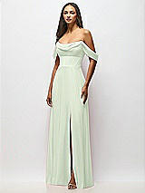 Alt View 4 Thumbnail - Mint Green Chiffon Corset Maxi Dress with Removable Off-the-Shoulder Swags