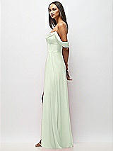Alt View 5 Thumbnail - Mint Green Chiffon Corset Maxi Dress with Removable Off-the-Shoulder Swags