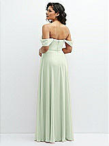 Rear View Thumbnail - Mint Green Chiffon Corset Maxi Dress with Removable Off-the-Shoulder Swags