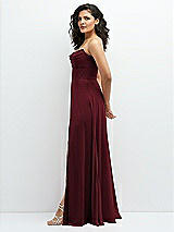 Alt View 2 Thumbnail - Cabernet Chiffon Corset Maxi Dress with Removable Off-the-Shoulder Swags