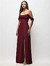 Alt View 4 Thumbnail - Cabernet Chiffon Corset Maxi Dress with Removable Off-the-Shoulder Swags